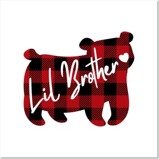 Lil Brother. Bear. Buffalo Plaid. Posters and Art